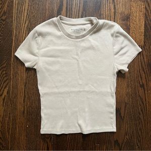 Abercrombie and Fitch Essential Rib Baby Tee (Cream/Beige)